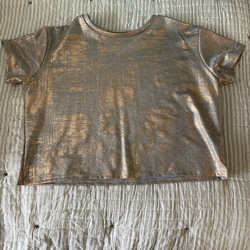 Metallic Short Sleeve Blouse
